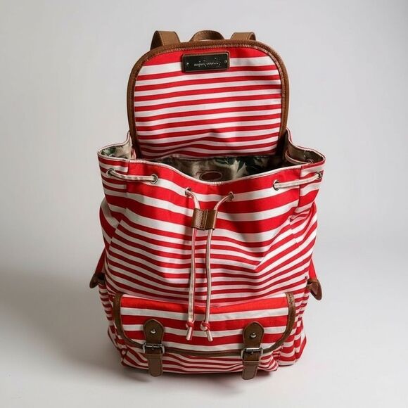 Awesome Jessica Simpson Red and White Striped Backpack - Picture 3 of 14